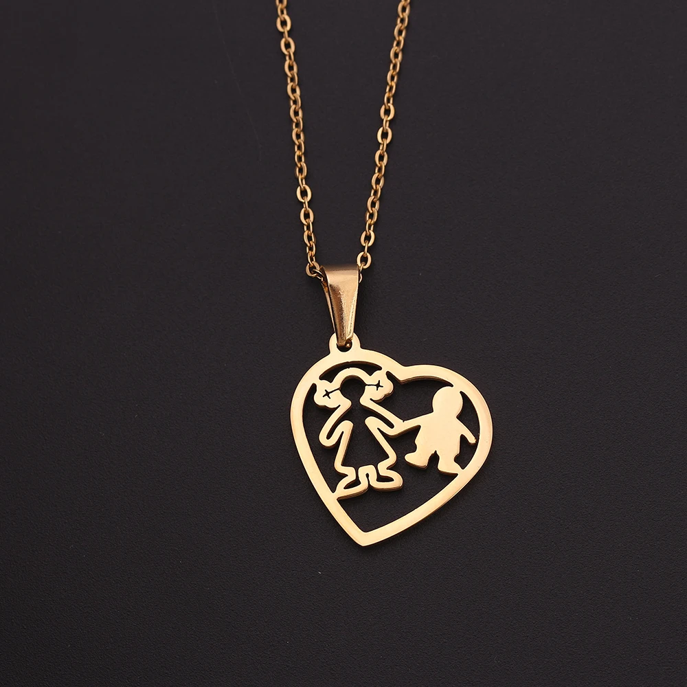 Ожерелье золотистого цвета с изображением сердца для детей и мамы | Украшения