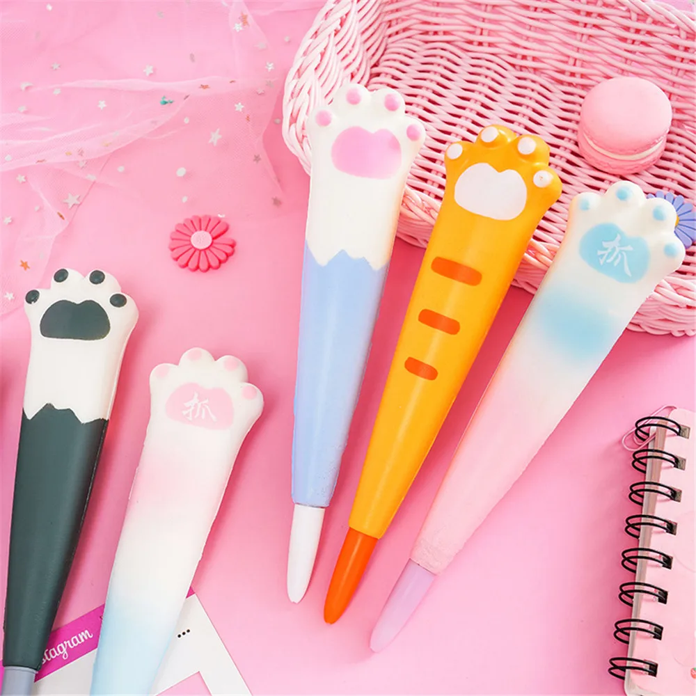 Pressure Relief Squeeze Gel Pen Kawaii Creative Soft Sponge Cat Animal Stationery Gift School Office Supply | Канцтовары для офиса