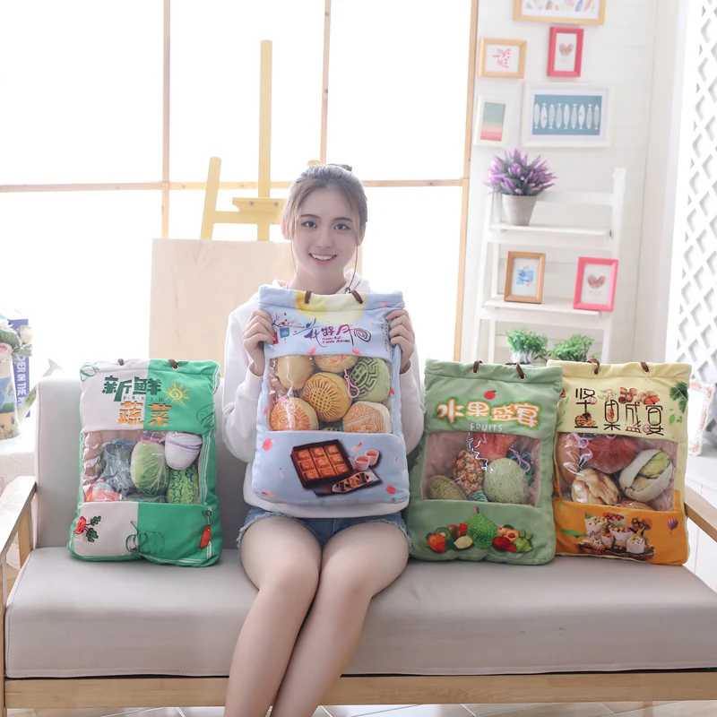 Пищевые плюшевые игрушки мини фрукты овощи гайки печатные сумки креативные