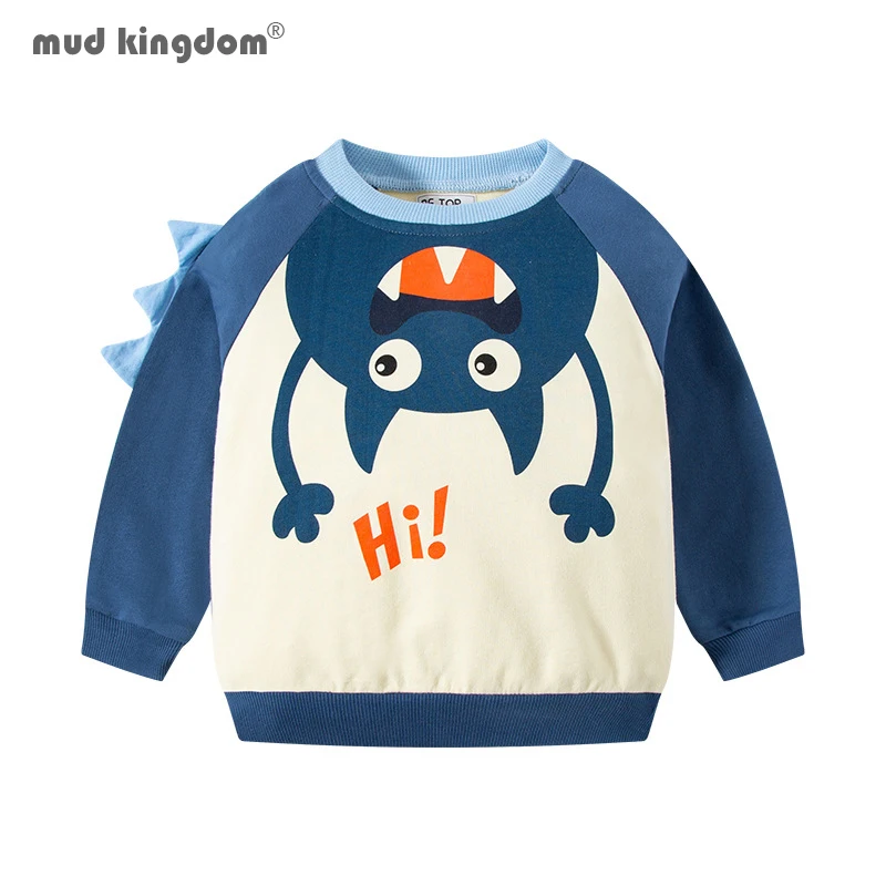

Mudkingdom Little Boys Sweatshirt Pullover Cute Cartoon Monster Print Pattern Autumn Boys Top for Children's Clothes Stylish