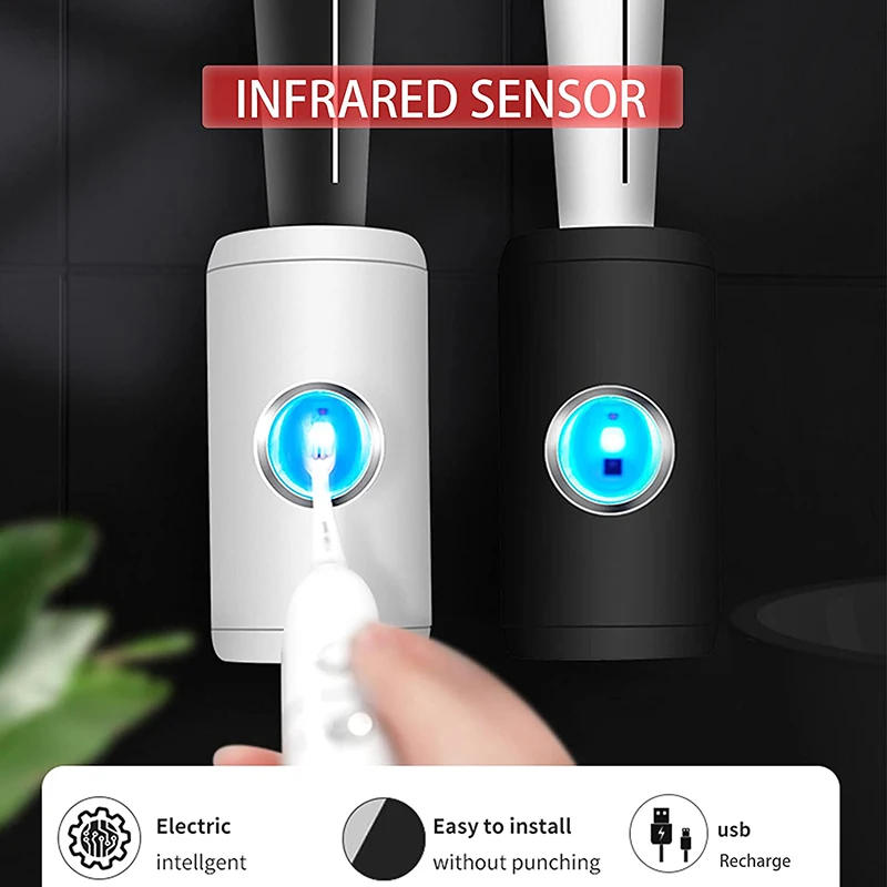wall mount automatic electric toothpaste dispenser uv sensor disinfection toothpaste squeezer household bathroom accessories set free global shipping