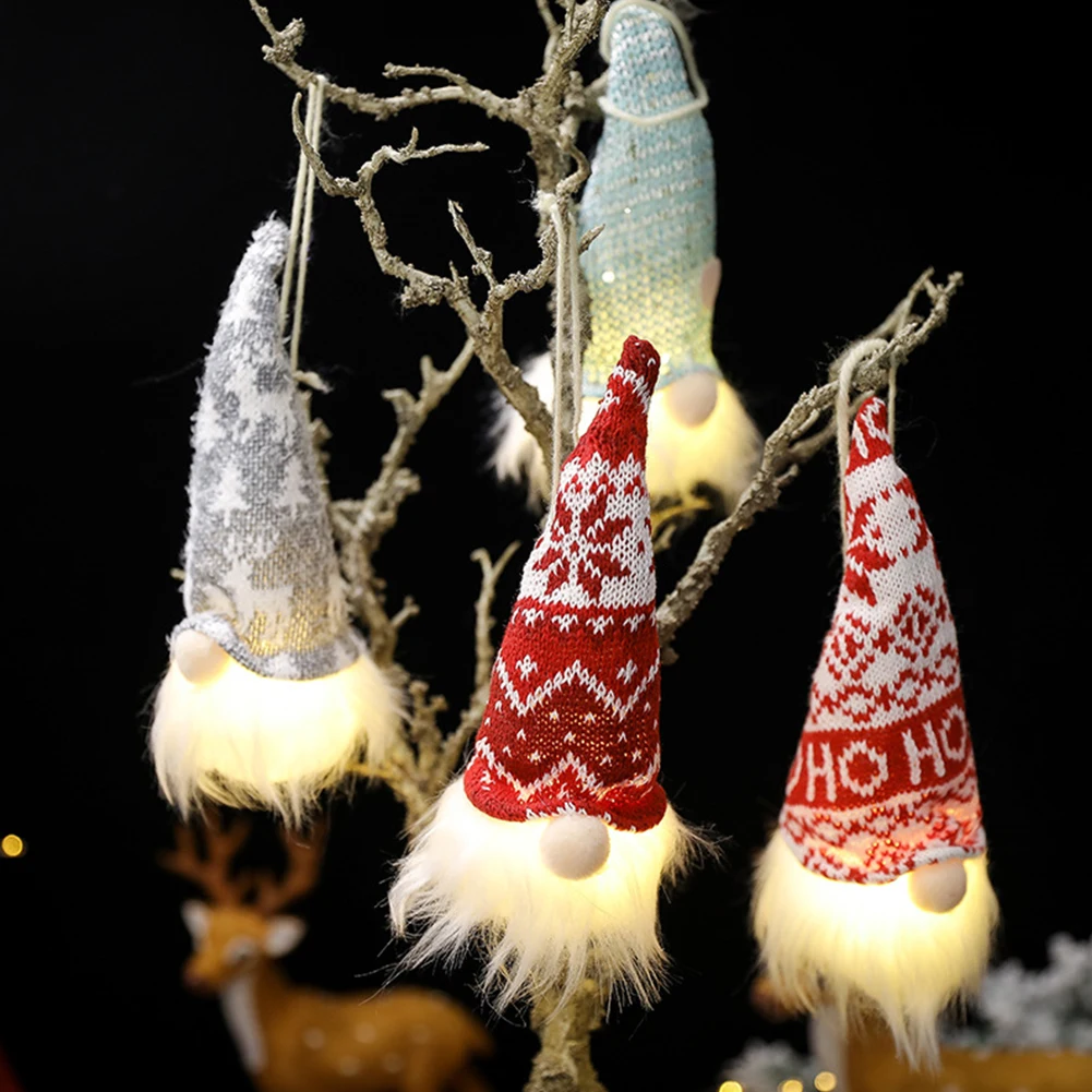 

Креативная светящаяся безликовая кукла гном светильник ящаяся Рождественская елка, подвесные украшения, реквизит, новогодний вечерние рин...