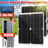 100W Solar Panel with 1500W Inverter 30/60A Controller Kit Flexible Solar Charger Panel Module for RV Boat Cabin Home Camping