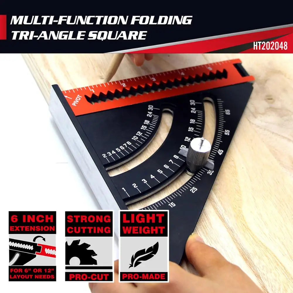 

Foldable Triangle Square Ruler Goniometer Ruler With Base Adjustable Positioning Angle Metric Triangle Ruler Woodworking Tool