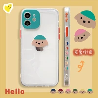 Cute Cartoon Poodle Pet Dog Transparent protection Phone Cases For Apple iphone Mini Pro Max Plus Back Cover