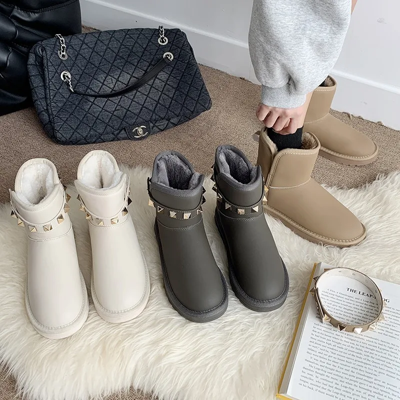 Fashion warm ankle boots winter snow boots shoes ladies waterproof lightweight flat shoes Zapatos De Mujer