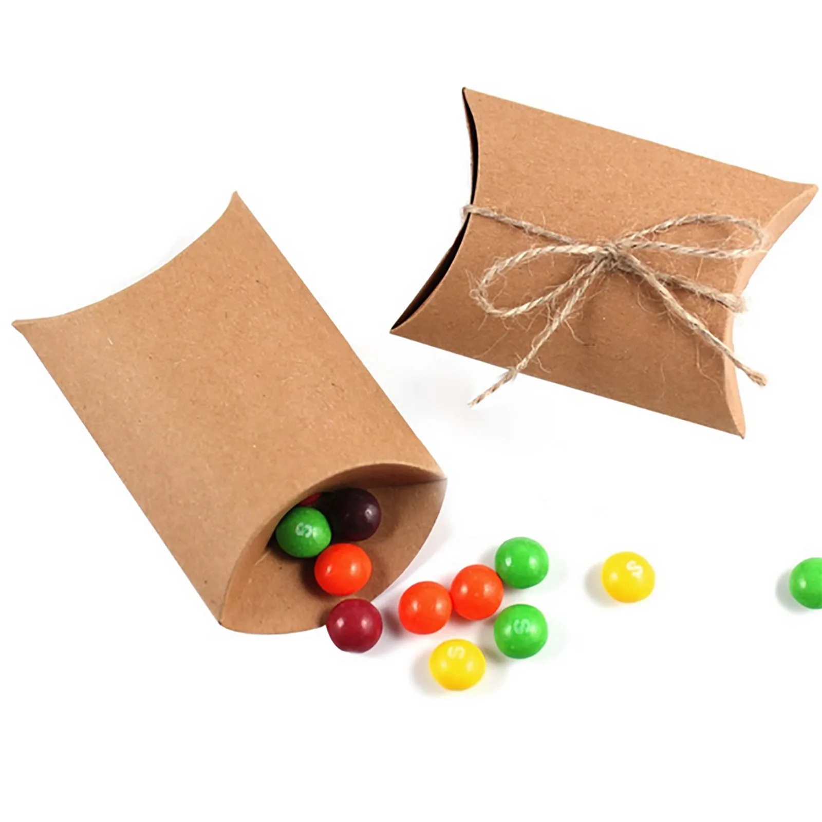 

50pcs/lot Kraft Paper Gift Candy Box Cute Pillow Box Shape Wedding Favor Party Decor Wholesales 9cm x 13cm