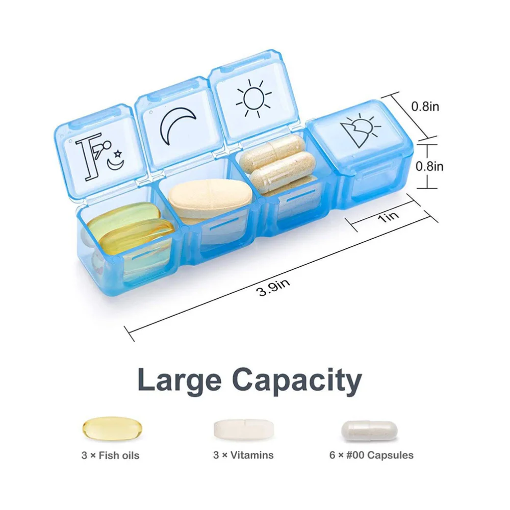 

1 Set 28 Grids Pill Cases Weekly Pill Boxes Portable Medicine Boxes Pill Holders Medcial Supplies with Bag for Outdoor Travel Ho