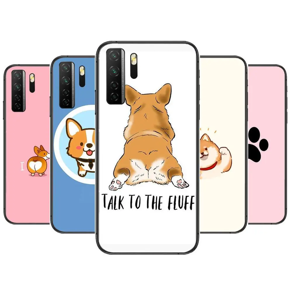 

Cartoon Corgi animal Black Soft Cover The Pooh For Huawei Nova 8 7 6 SE 5T 7i 5i 5Z 5 4 4E 3 3i 3E 2i Pro Phone Case cases