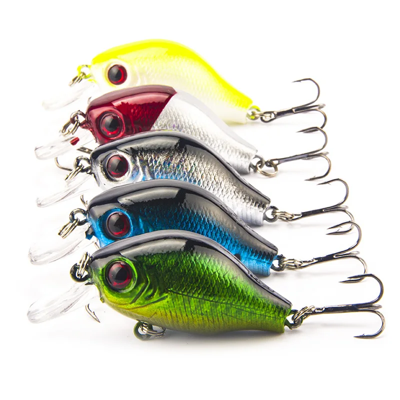 

5pcs/Lot Mixed Colors Minnow Fishing Lures Set Floating Wobbler Crankbaits With Treble Hooks Fishing Tackle Crank Hard Bait Kit