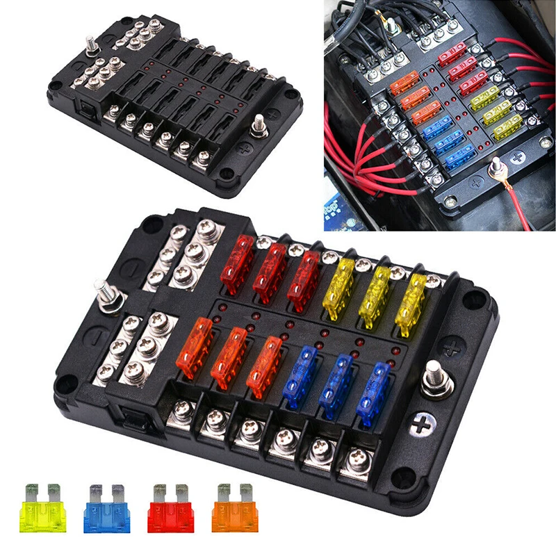 12 способ лезвие предохранителей блок держатель светодиодный индикатор 12V 32V Авто