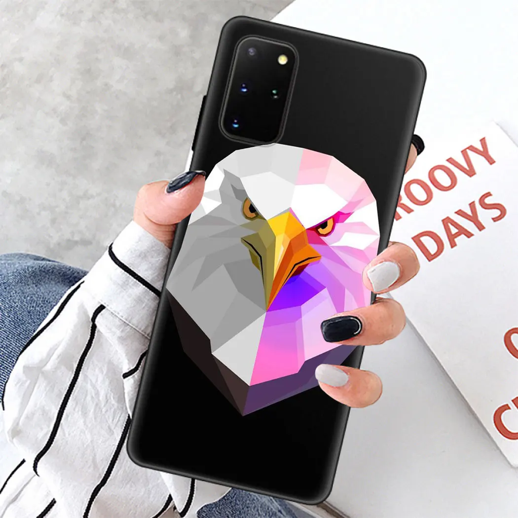 Soft silicone Cover for Samsung Note 8 9 S6 S7 Edge S8 S10 10 Plus S10E Black Phone Case Eagle Animal | Мобильные телефоны и