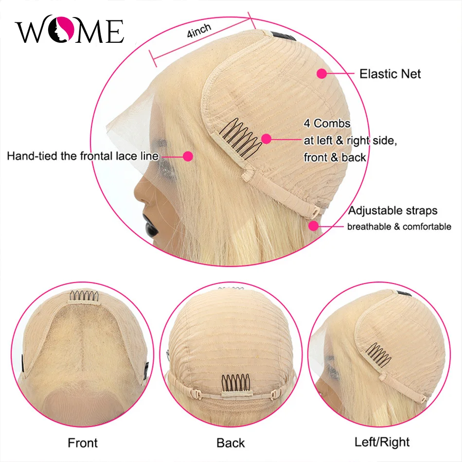 

WOME 613 Straight Hair Wigs Honey Blonde Brazilian 13x4 Lace Front Human Hair Wigs For Women 150% Density Remy Hair Lace Wigs