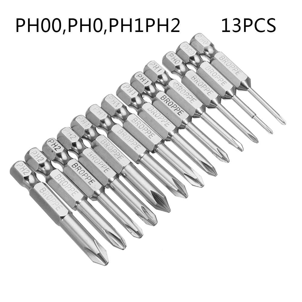 13 шт. отвертка 50 мм 1/4 &quotс шестигранным хвостовиком Магнитная с крестообразной