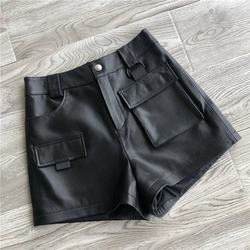 Pаспродажа Высокая Quakity овчины 2021 Весна и Осень Повседневная Рабочая небольшие кожаные штаны ремень для шортов Тонкий Универсальный широкие хорошее ...