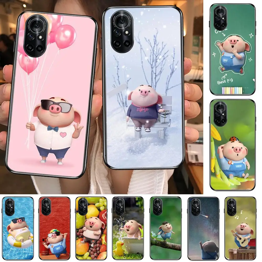 

Cute pig baby girl heart Clear Phone Case For Huawei Honor 20 10 9 8A 7 5T X Pro Lite 5G Black Etui Coque Hoesjes Comic Fash d