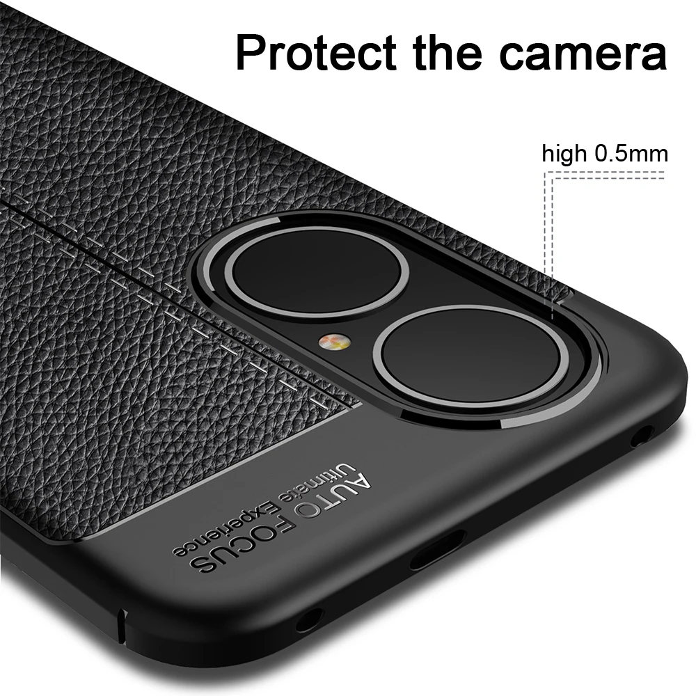 Ударопрочный чехол KEYSION для Huawei P50 Pro кожаная текстура Мягкая силиконовая задняя