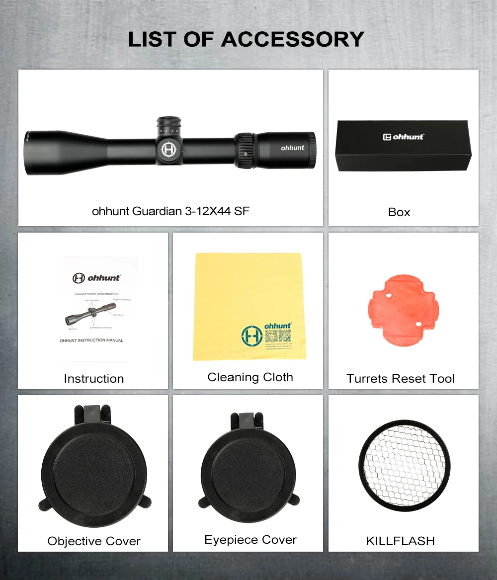 

Guardian 3-12X44 SF Hunting Rifle Scope 1/2 Half Mil Dot Reticle Side Parallax Turrets Lock Reset Tactical Riflescopes