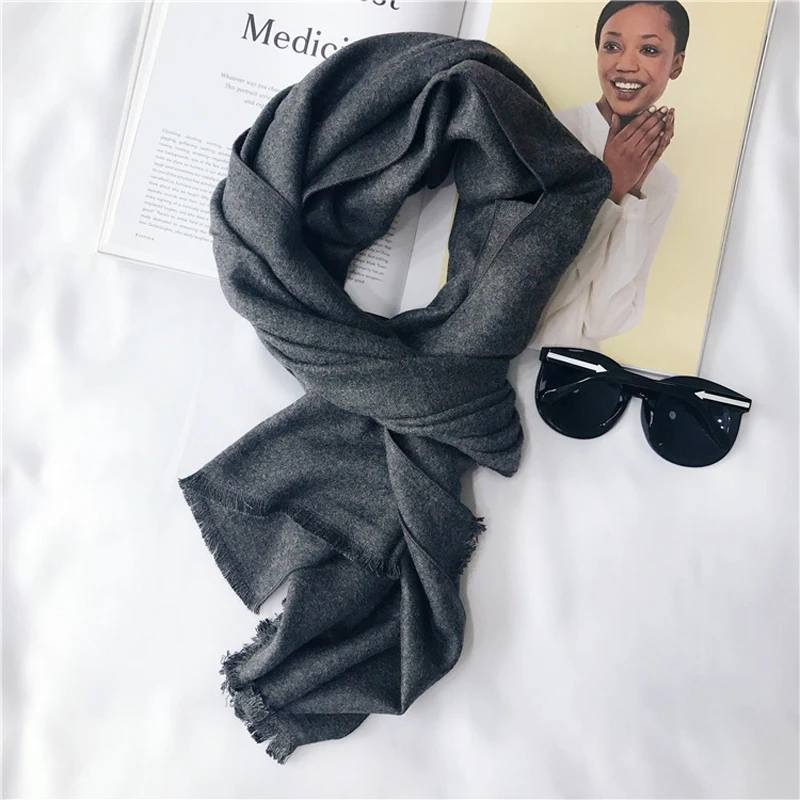 

Luna&Dolphin Women Solid Color Cashmere Scarves Lady Winter Thick Warm Burr Scarf Turmeric Female Shawl Black Pashmina Tippet