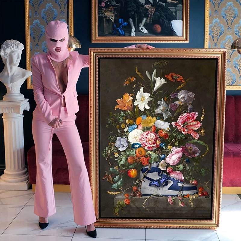 Семейный плакат Бонни и Клайд в маске баскетбольная мечта граффити холст