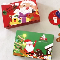 stobag 10pcs merry christmas cookies packaging paper box redgreen handmade egg yolk crisp chocolate decoration gift favors