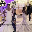 2021 свадебное платье с открытыми плечами и юбкой-годе, с аппликацией, прозрачные кружевные свадебные платья, женское свадебное платье в африканском стиле