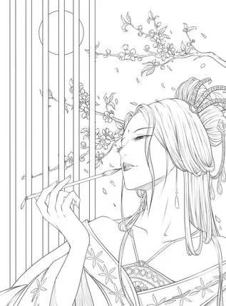

Chinese coloring book line sketch drawing textbook Chinese ancient beauty drawing book adult anti -stress coloring books