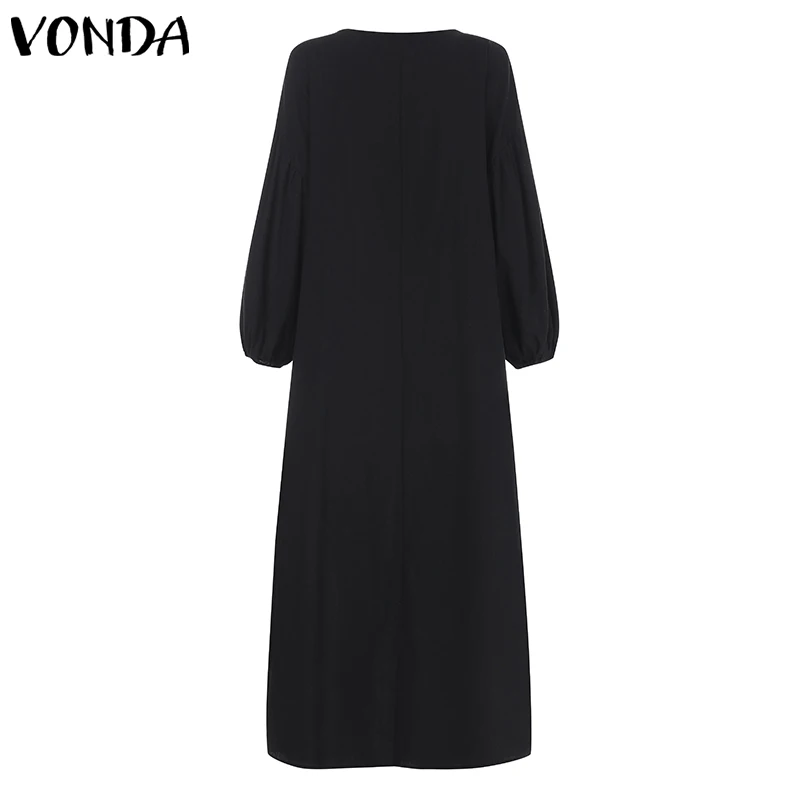 Осеннее платье-фонарик с длинным рукавом для будущих мам VONDA женские макси длинные платья с принтом повседневные праздничные сарафаны свободные пляжные платья