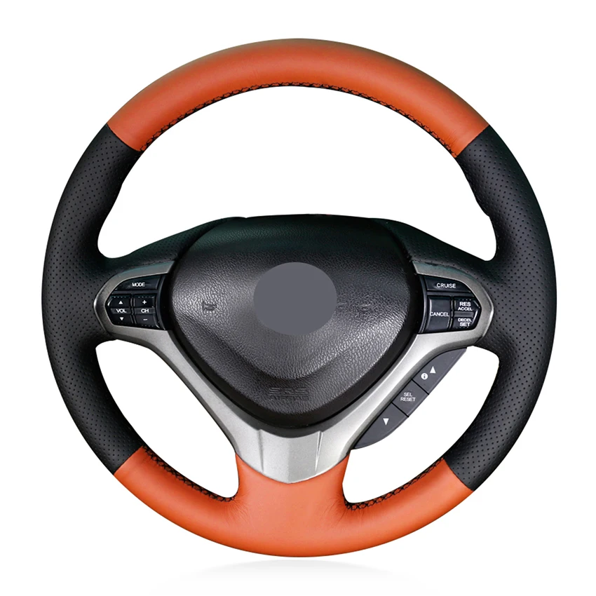 

Прошитая вручную черно-оранжевая кожаная противоскользящая Автомобильная Оплетка на руль для Honda Spirior Old Accord