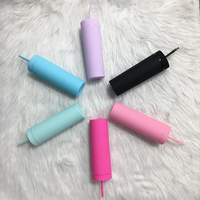 16 унций тонкий стакан с соломинкой и крышкой акриловая чашка Изолированная