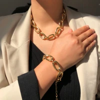 characteristic punk style o shaped thick chain gold sweater color fast necklace source female party jewelry aluminum alloy
