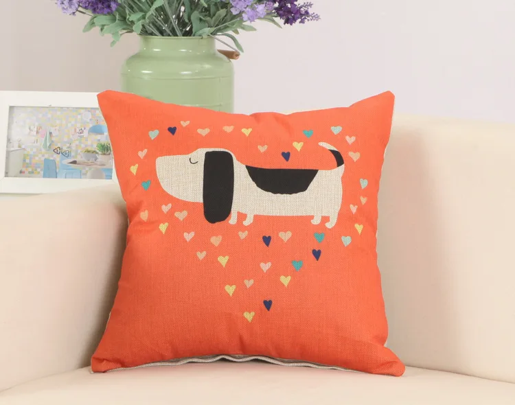 Мультяшный животный дизайн Зебра/собака/Лен декоративная подушка Автомобильная