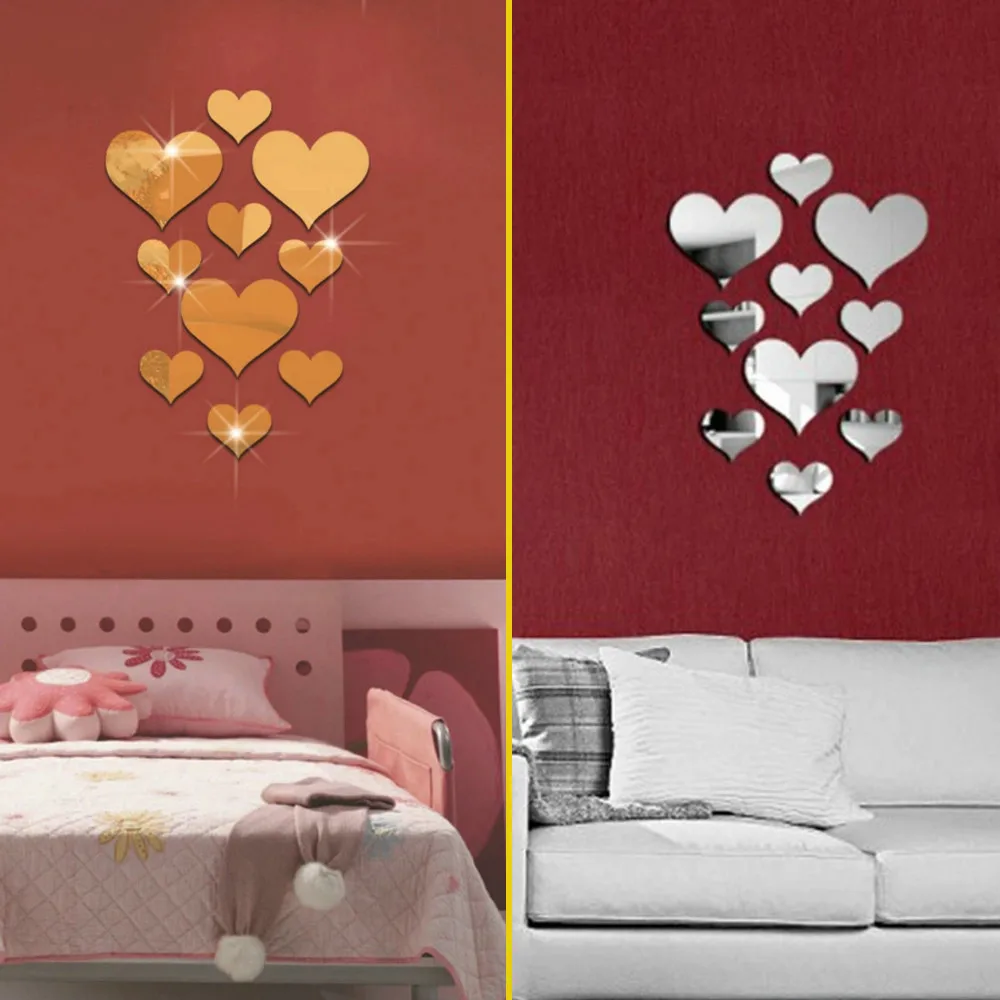 Decoracion Hogar современный водонепроницаемый 10 шт. Любовь Сердце акриловый 3D Зеркало