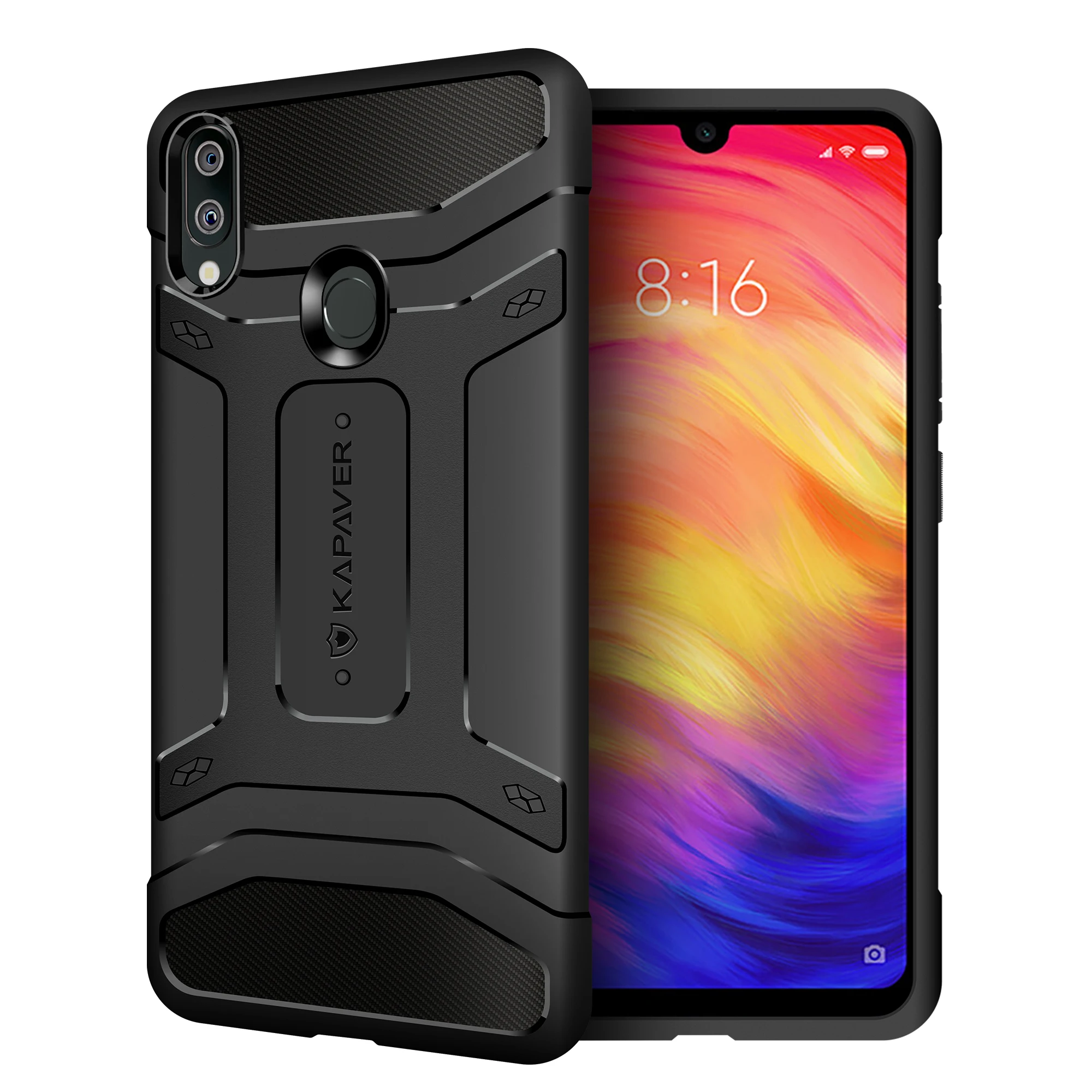 KAPAVER®Задняя крышка для xiaomi Redmi Note 7/Redmi 7S Pro ударопрочный чехол из углеродного
