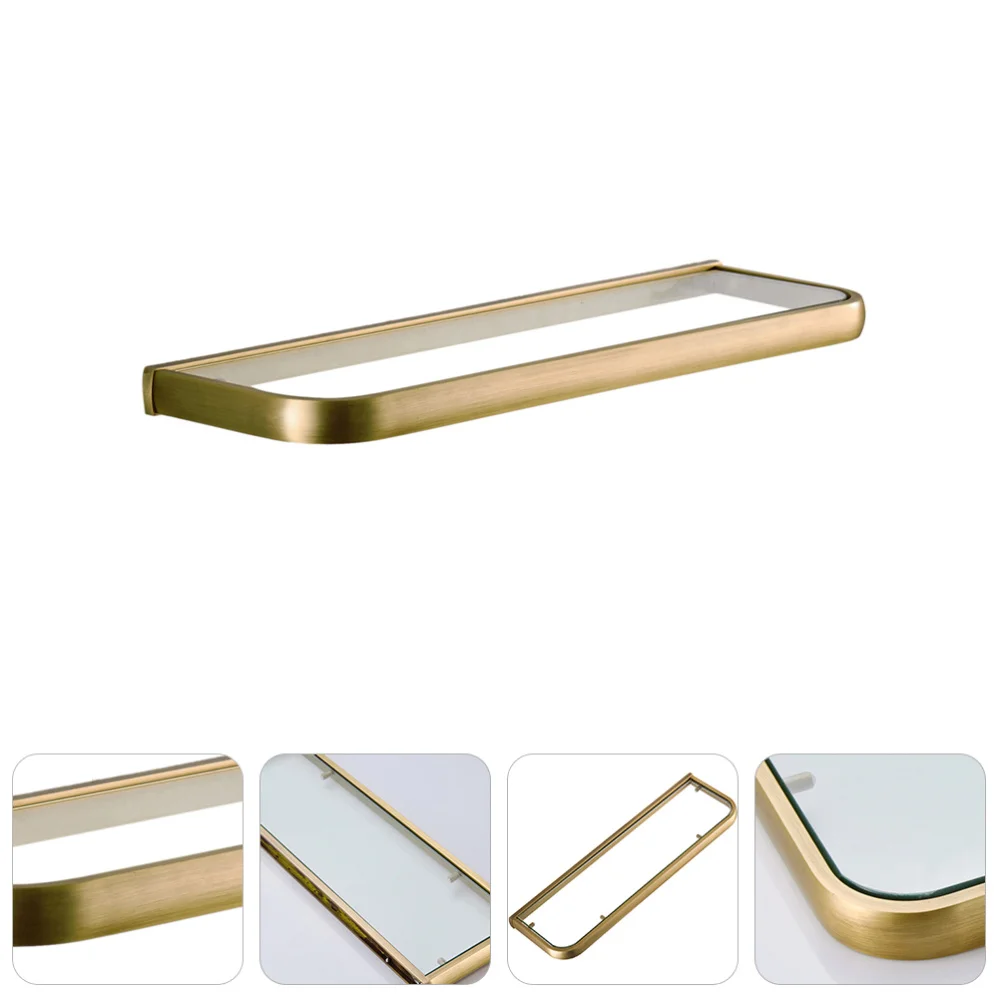 

1 Pc Bathroom Glass Storage Rack Wall Hanging Shelf (Light Brown, Bronzed)