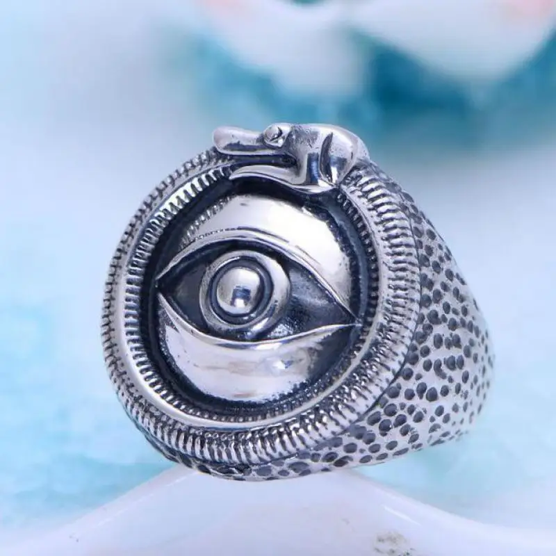 Настоящее твердое 925 пробы Серебряное Винтажное кольцо Gods Eye для мужчин и женщин