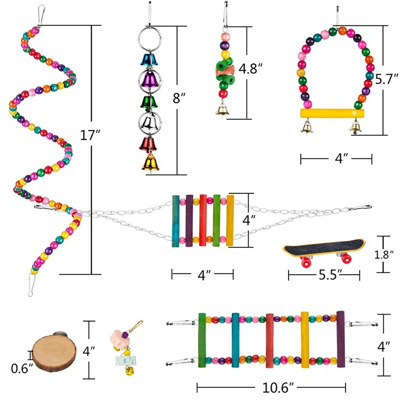 9 шт. птица игрушечные попугаи качели птицы игрушки клетка для птиц гамак висячий
