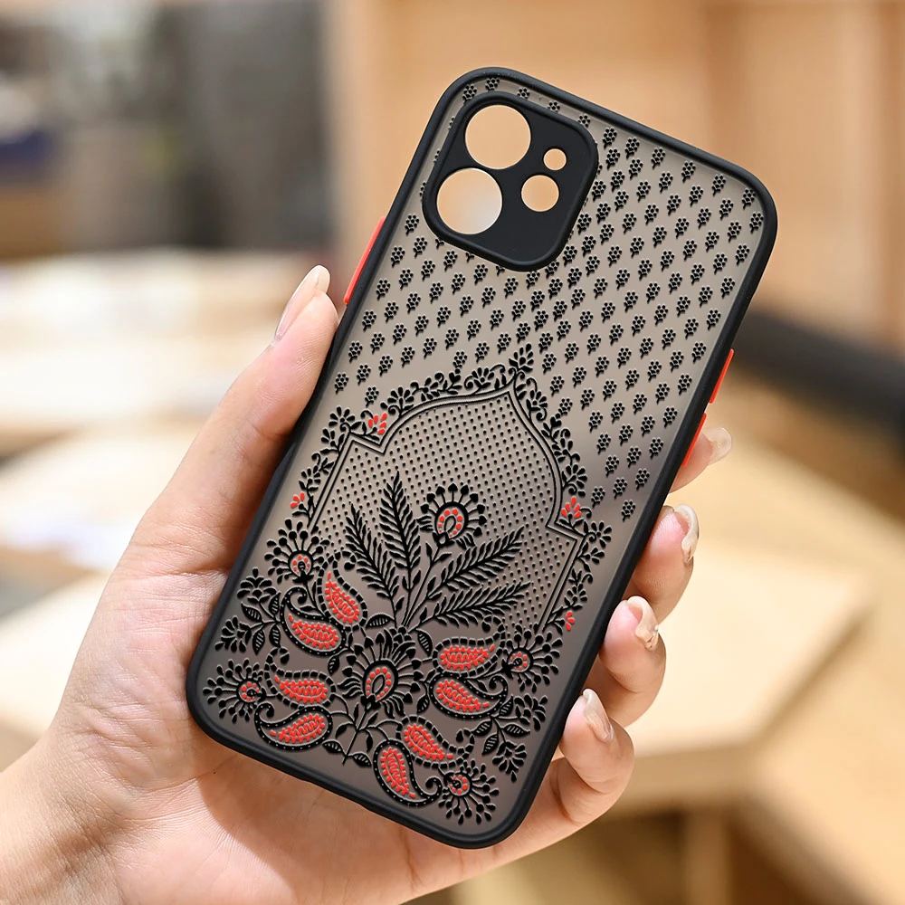 

Plant Flower Totem Hollow out iphone 13 12 XS 11 Pro Max Mini Case for iphone 7 8 6 6s Plus SE2020 X XR Camera Protection Case