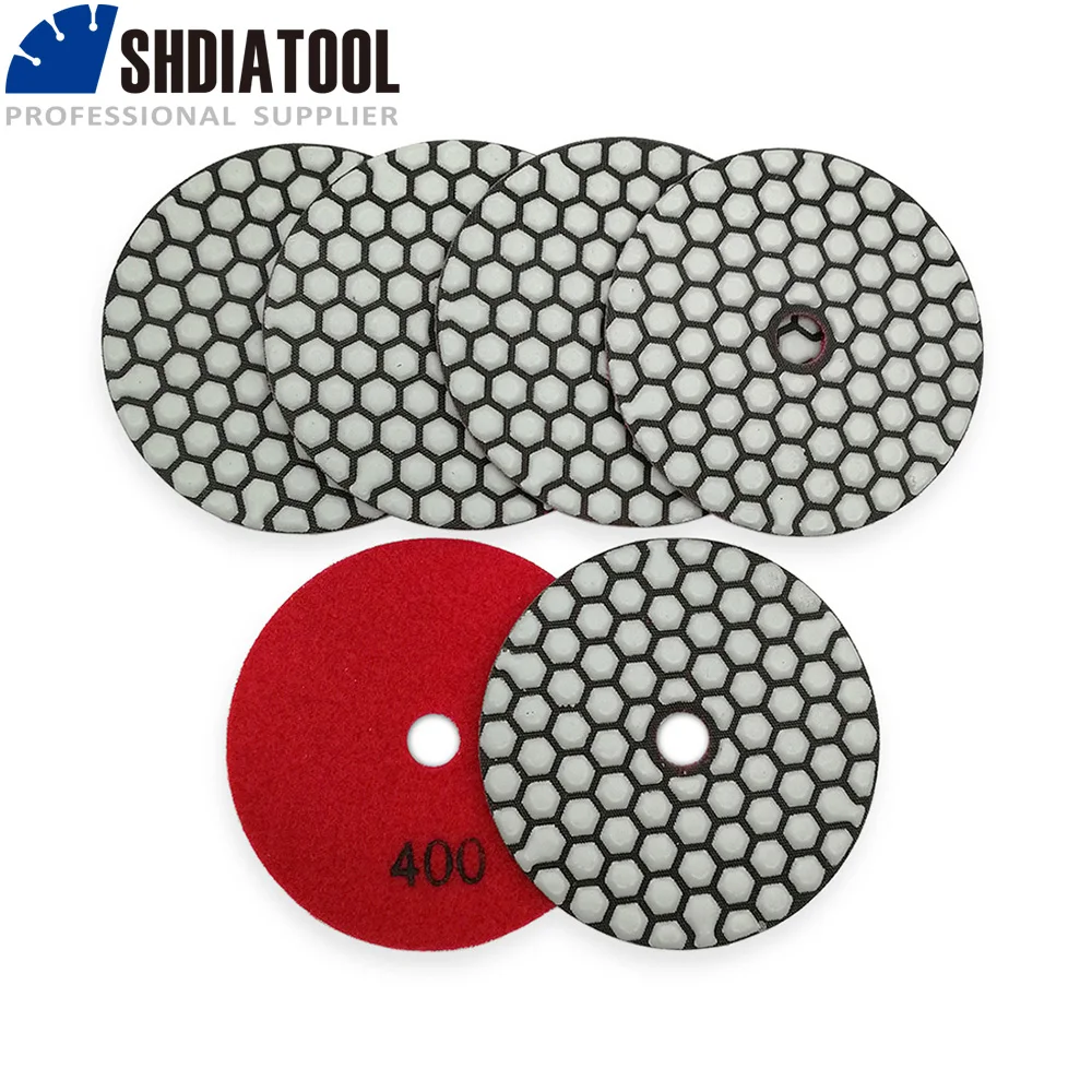 Diatool 6 шт. 4 &quot/100 мм #400 diamond сухой Полировальная Подложка для Гранит и Мрамор