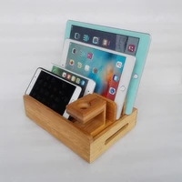 factory direct sales bamboo wood mobile phone watch stand tablet computer multi function charging storage box stand ornaments