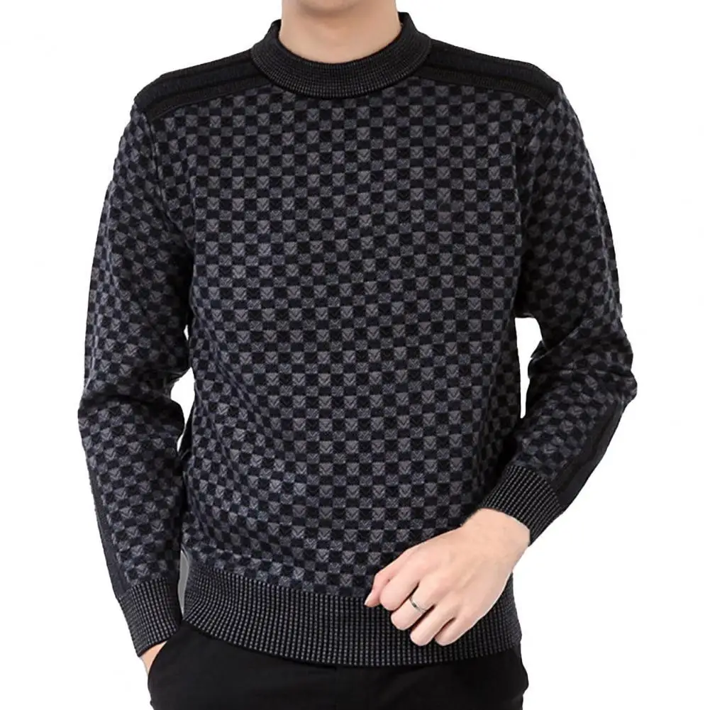 

Sweater Mens Winter Thick Warm Cashmere O Neck Men Knitted Plaid Sweaters Slim Fit Pullover Pull Homme Classic Wool Knitwear