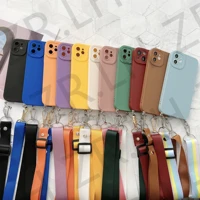 crossbody necklace lanyard strap chain phone case for iphone 13 11 12 pro max xs x se 2020 6s 7 8 plus xr silica gel tpu cover