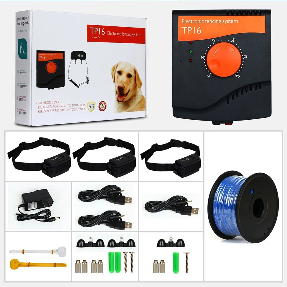 For 3 Dog 5625 квадратных метров TP16 Электрический забор для домашних собак водонепроницаемый перезаряжаемый ошейник для дрессировки с электрическим током товары для собак - Цвет: For 3 Dog