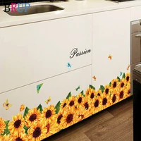 13736cm beautiful sunflower baseboard wall stickers natural plant home decor for kitchen bedroom fashion pvc vinyl wall decals