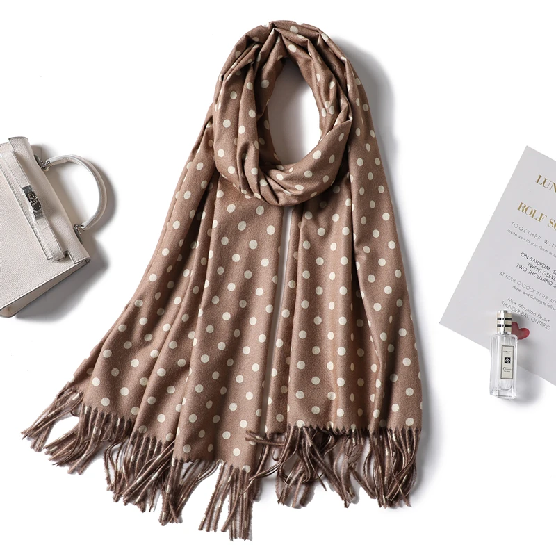 2018 новые зимние женские шарф фьюжн в горошек Размер теплые кашемировые шарфы для