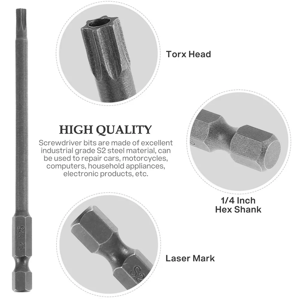 11Pcs Security Tamper Proof Screwdriver Bits 150mm Long Reach Magnetic Torx T6/T8/T9/T10/T15/T20/T25/T27/T30/T35/T40 | Инструменты