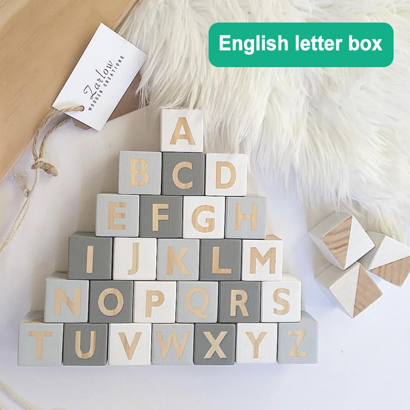 

Letters Wooden Cubes Decorative Pine Wood Alphabet Blocks Toy Ornament for Kids Home Education 5cm Multi-colors HK3