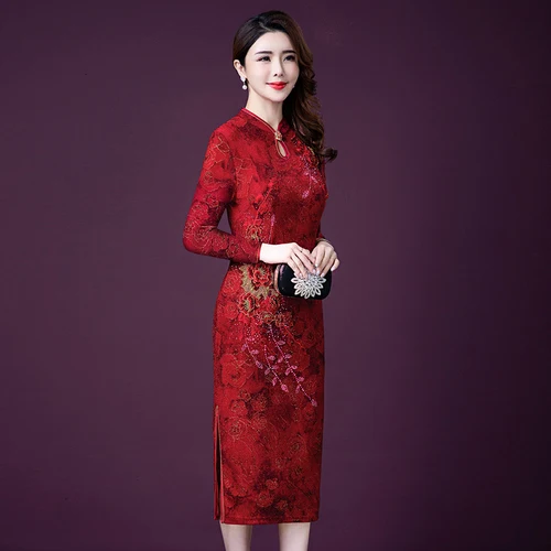 Новинка Осень 2021 супер модное платье Ципао с воротником стойкой для женщин