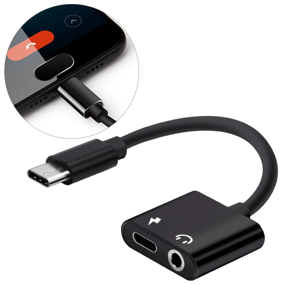 

2 In 1 Aluminum Alloy Type-C to 3.5mm Headphone Adapter Audio Adapter(Black)