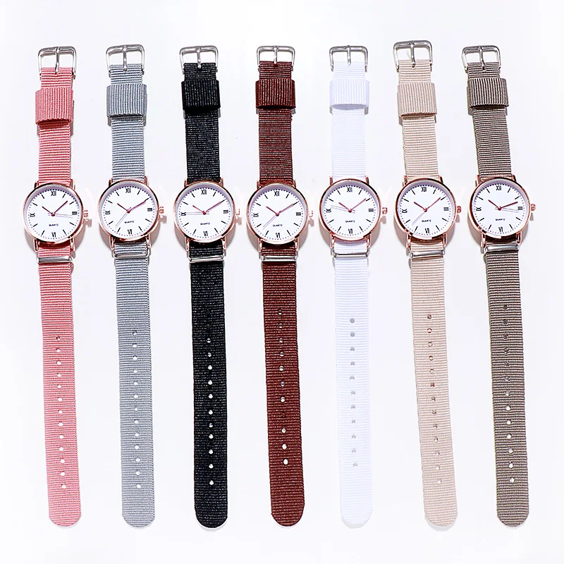Простой текстильный ремешок кварцевые часы подарок для девочек и мальчиков